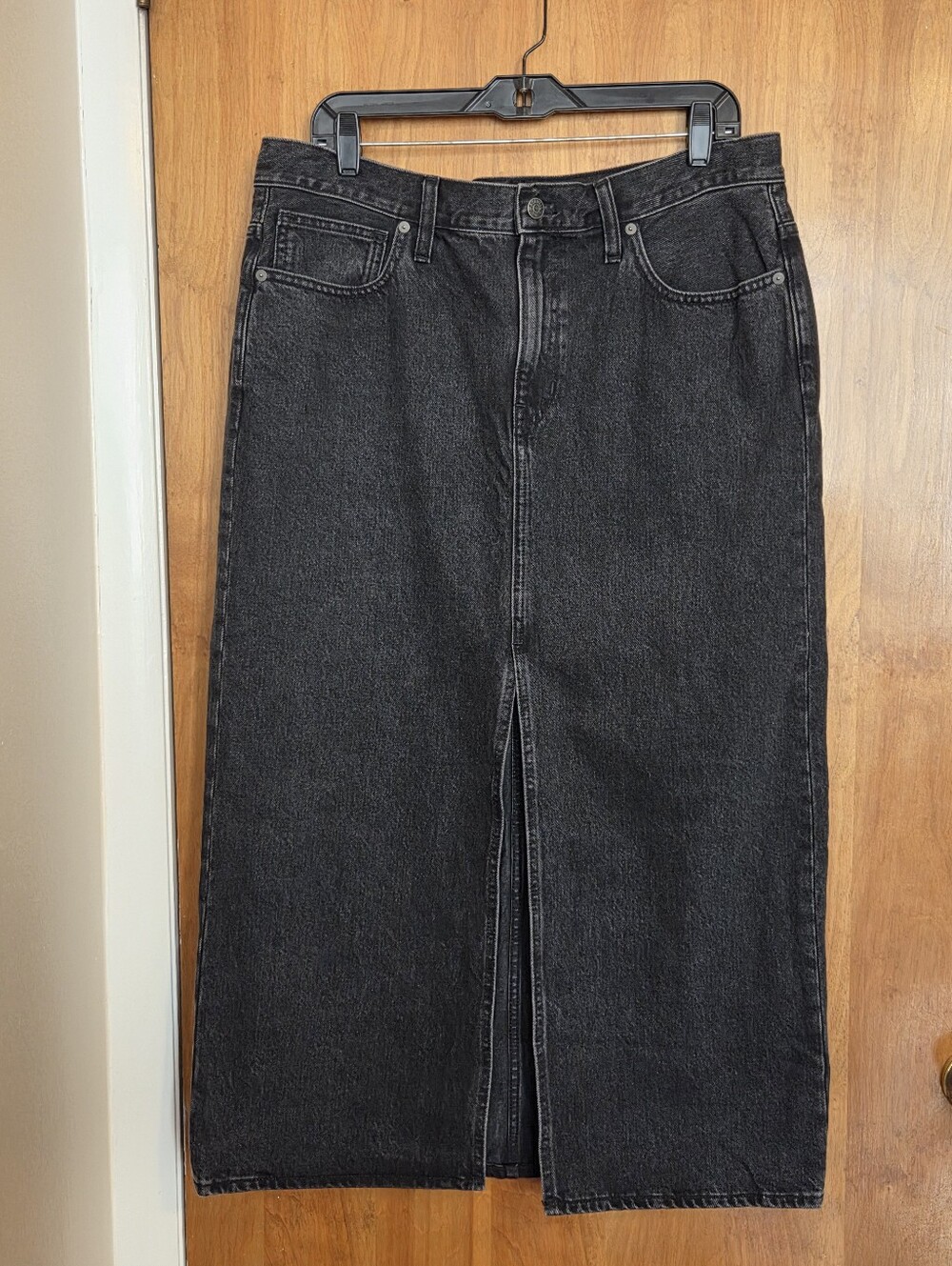 Madewell Black Denim Skirt with Front Middle Split